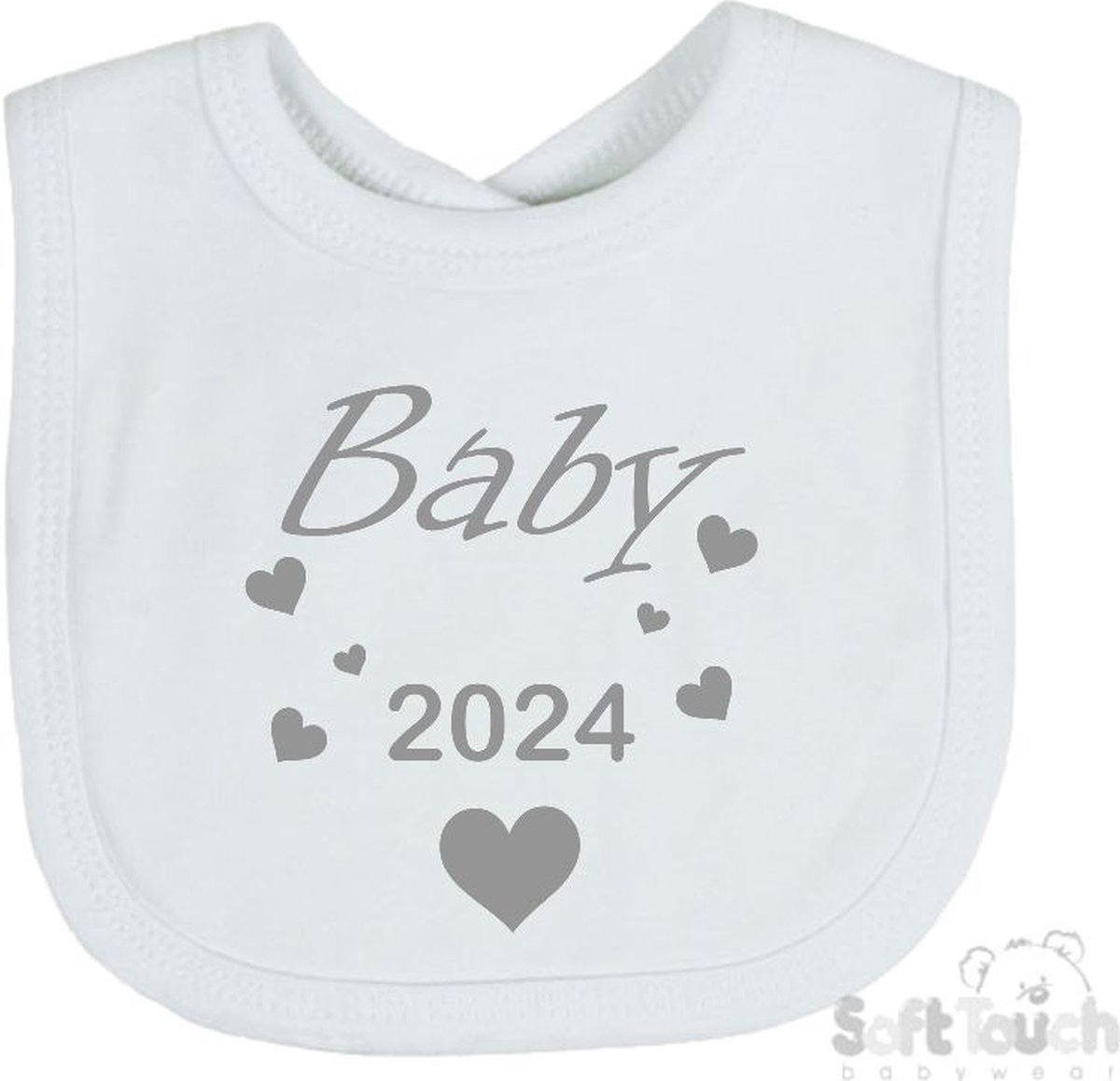 Goedkoopste Soft Touch Slabber Slabbetje Slab Baby 2024 Unisex Katoen Wit/grijs Maat 33x22 Cm