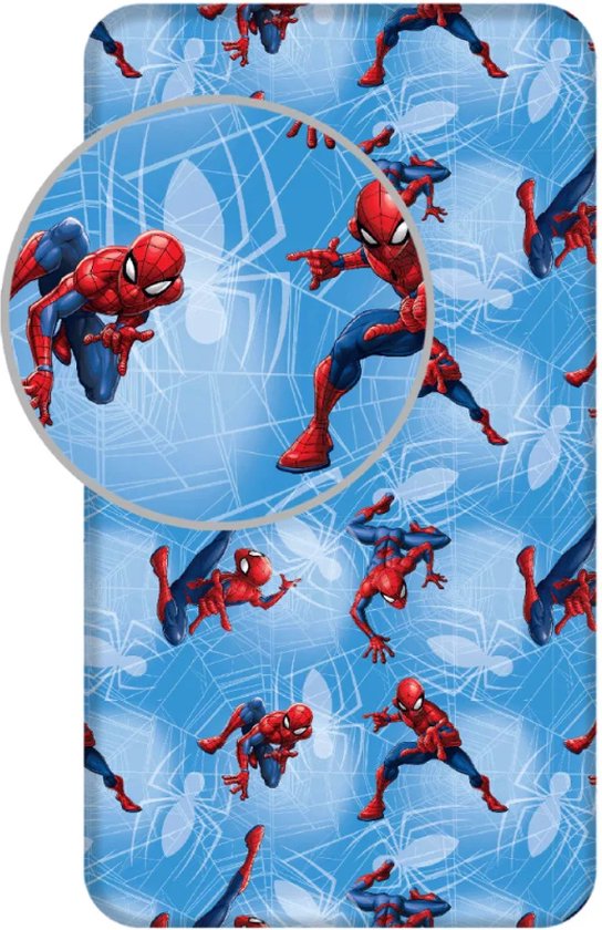 Spiderman Hoeslaken - Eenpersoons - 90x200 cm - Blauw