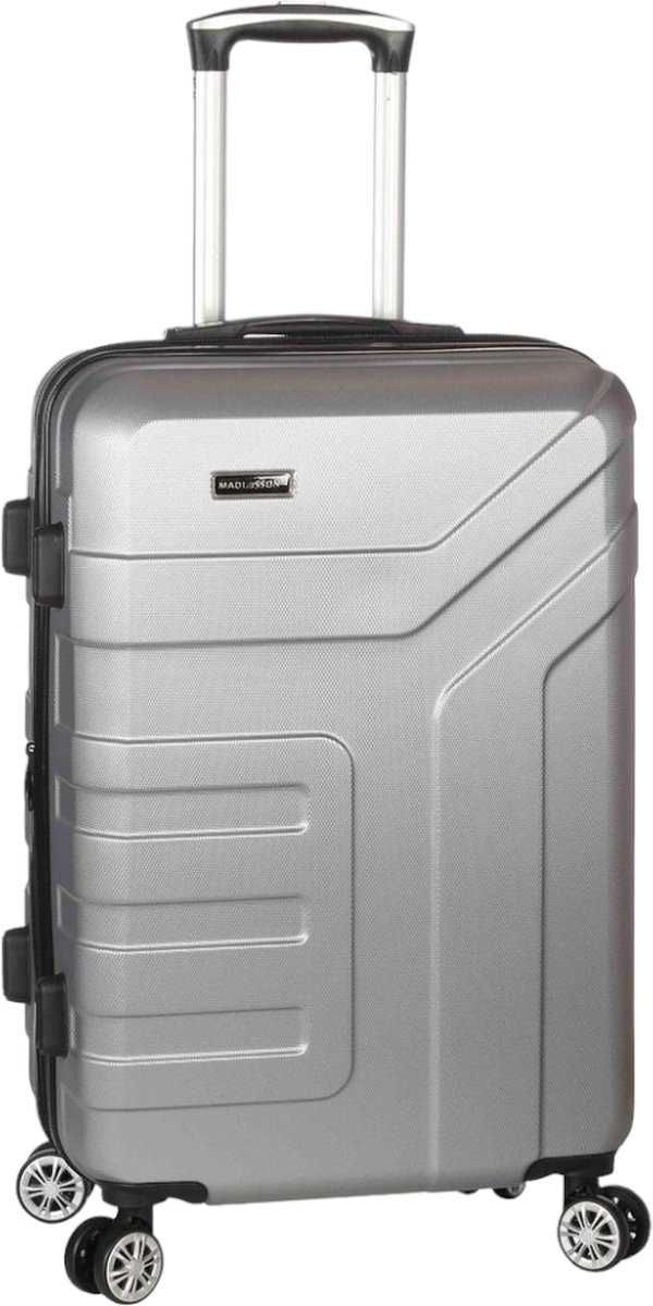 Madisson - Handbagage koffer - Reiskoffer met 4 wielen - Trolley - 48x36x20cm - 34 tot 44 liter zilver