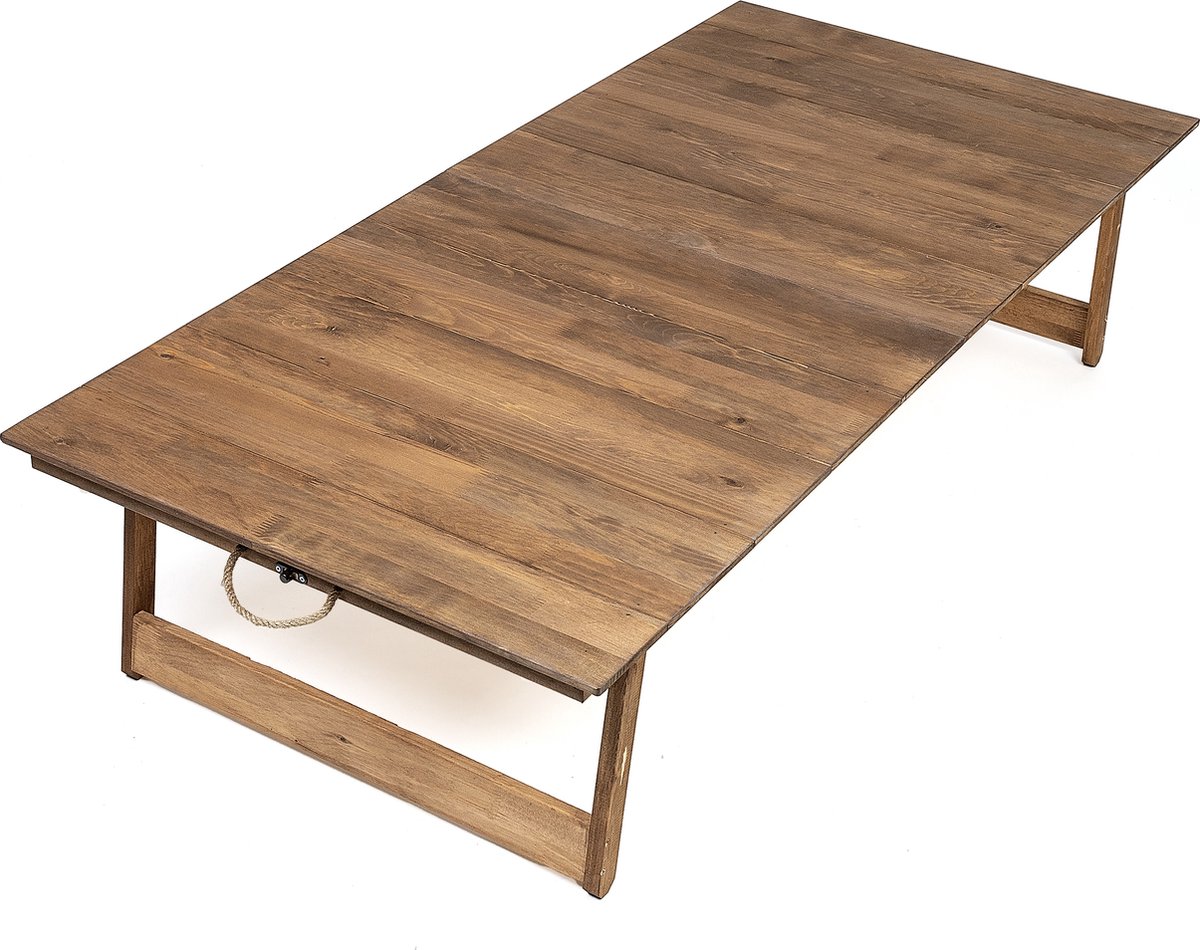 Rustiq 70x150x35cm inklapbare picknick tafel –- Vouwbare campingtafel – Handgemaakte houten tafel – Kampeertafel – Terrastafel – Buiten eten en zitten – Wood - Walnut