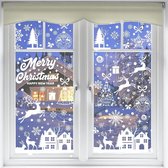 Kerstversiering, 192 stuks kerstraamstickers, statische sneeuwvlokken, vrolijke kerstversieringen, kerststickers, stickers voor huisdecoratie, binnen, koffiewinkel, vitrine, feestbenodigdheden