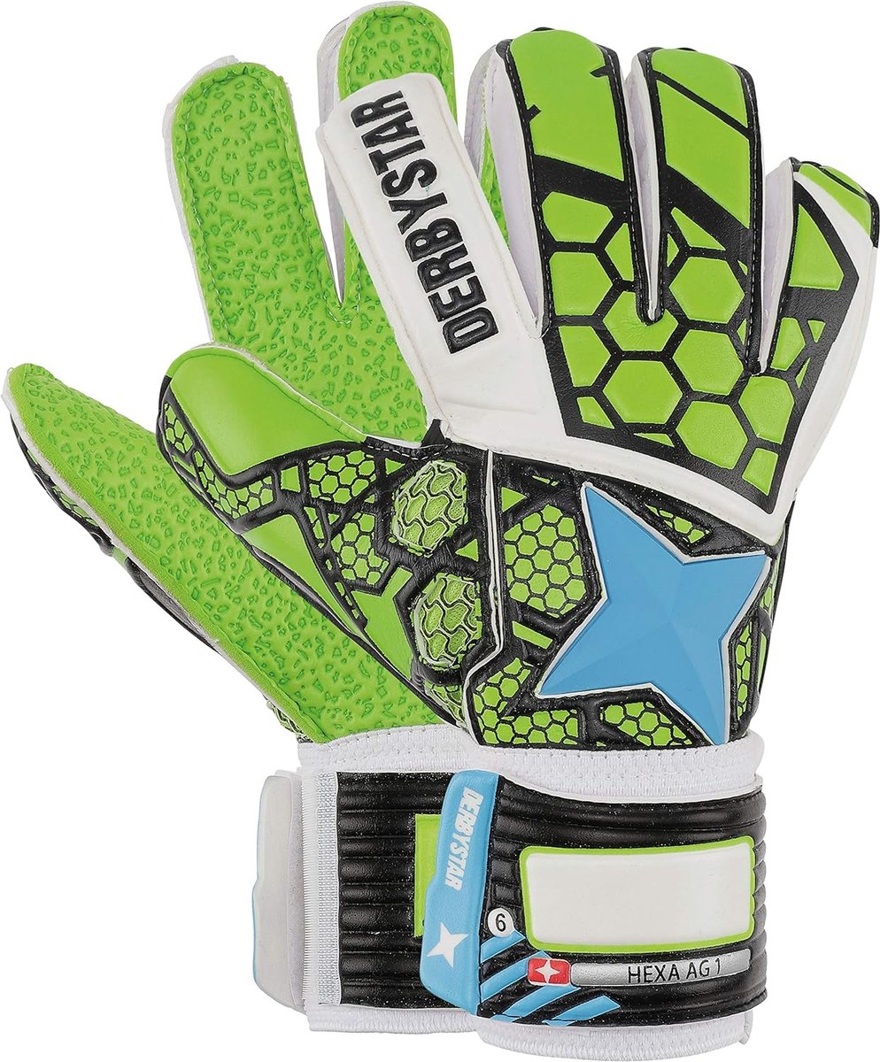 Derbystar Keepershandschoenen - Hexa AGI - Groen/Wit/Blauw - Maat 10