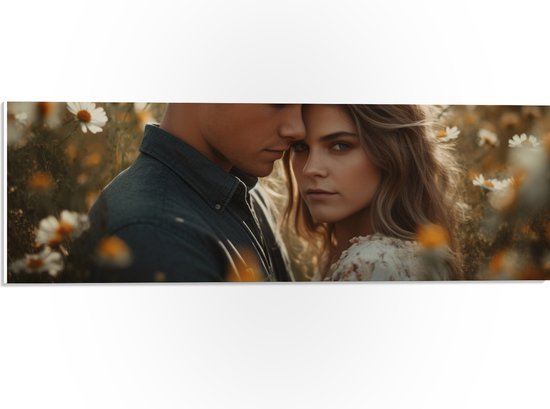 PVC Schuimplaat- Koppel - Bloemen - Verliefd - Fotoshoot - 60x20 cm Foto op PVC Schuimplaat