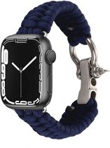 MY PROTECT - Survival Rope Nylon Bandje Geschikt Voor Apple Watch 38mm - 40mm - 41mm - Navy Blue
