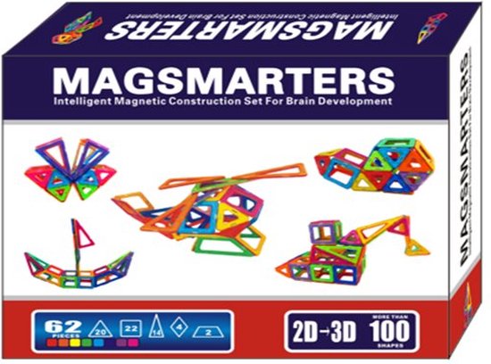 Ensemble de 62 pièces Magsmarters - Jouets magnétiques