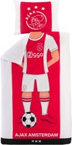 Housse de couette Ajax Player Rouge Wit - 140x200cm - Taie d'oreiller incluse! - Dekbed Ajax - Chambre Ajax -