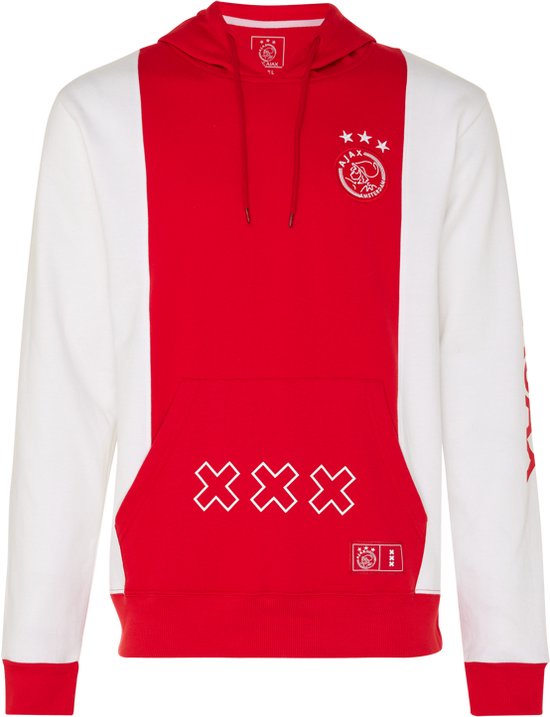 Ajax-hooded sweater wit/rood/wit logo kruizen L