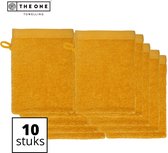 The One Towelling Washandjes - 16 x 21 cm - 10 Stuks - Washanden - Voordeelverpakking - 100% Katoen - Okergeel