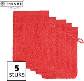 The One Towelling Washandjes - Washanden - Voordeelverpakking - 100% Katoen - 16 x 21 cm - Rood - 5 Stuks