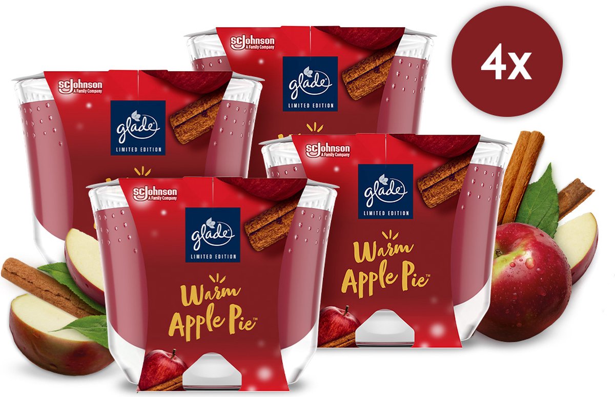Glade Geurkaars - Limited Edition - Warm Apple Pie - 4 x 224G