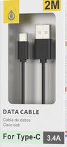 USB-C naar USB-A Kabel 3 Meter | Fast Charging 3.4A Oplaadkabel | Datakabel USB-C - 3 Meter - Wit (2 pack)