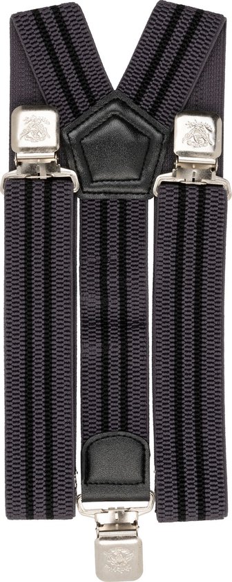 bretels heren - Bretels - bretels heren volwassenen - bretellen voor mannen - bretels heren met brede clip -Zwart-Grijs