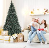 150/180/225 cm, kunstkerstboom, voorversierde besneeuwde kerstboom met dennenappels, kerstboom met metalen standaard, kunstboom, Kerstmis voor thuis en op kantoor (225 cm)