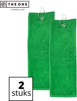 The One Towelling Golfhanddoeken - Sporthanddoek - Voordeelverpakking - Terry Velours - 100% Gekamd Katoen - Met metaal oog en karabijnhaak - 40 x 50 - Groen - 2 Stuks
