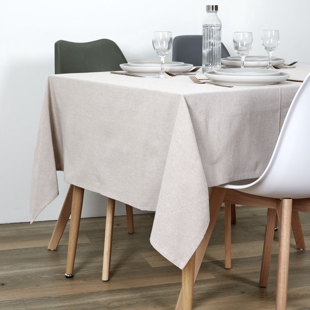 Tafelkleed katoen beige - neutraal - 140x250 cm - kerst cadeau tip