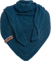 Knit Factory Sally Knitted Shawl - Driehoek Scarf Women - Petrol - 220x85 cm - Tricot épais