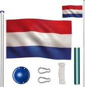 tectake® - Vlaggenmast in hoogte verstelbaar - aluminium - incl. Nederlandse vlag - max. 565cm - 402855
