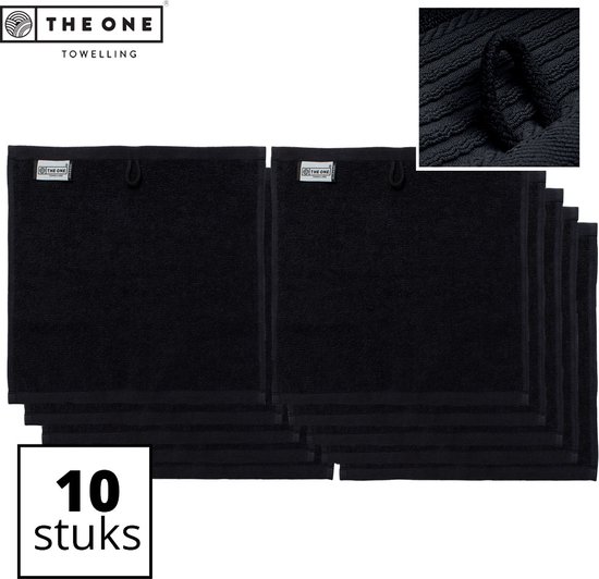 The One Towelling Classic Gastendoeken - 30 x 30 cm - 10 Stuks - Voordeelverpakking - Hoge vochtopname - 100% Zacht katoen - Zwart