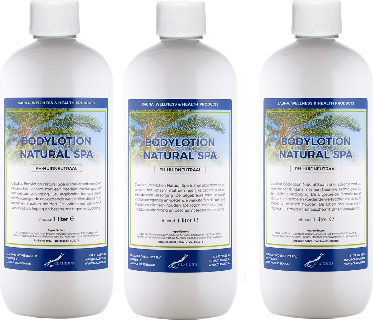 Bodylotion Natural Spa 1 Liter - set van 3 stuks