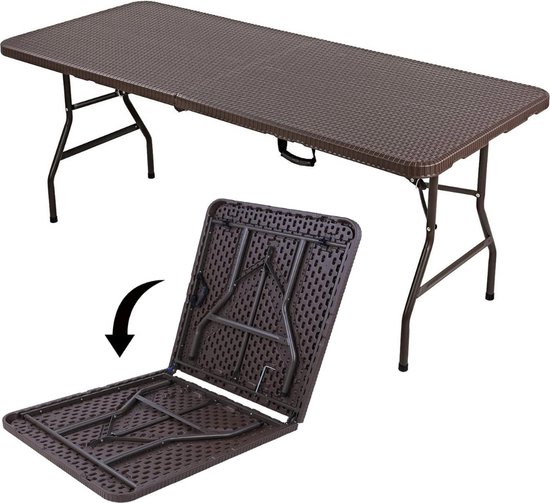Vouwtafel 180 cm - Inklapbare Picknicktafel Camping Met Handvat - Plooitafel of Klaptafel 150 kg Draaggewicht - Partytafel Inklapbaar - Uitklapbare Tafel — afbeelding 4
