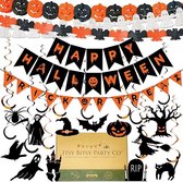 Halloween Decoratie Binnen - Herbruikbaar - Halloween Decoratie Raam - Halloween Slinger - Vrolijk Halloween Banner - Trick or Treat Bord - Hangende Halloween Versieringen