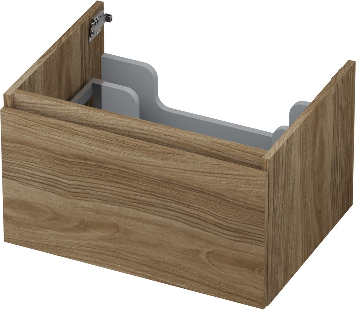 INK wastafelonderkast 1 lade greeploos met houten keerlijst 60x45x35cm, zuiver eiken