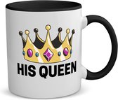 Akyol - his queen koffiemok - theemok - zwart - Koningin - iemand die zich voelt als een koningin - valentijnsdag - verjaardag - cadeautje voor vriendin - kado - geschenk - 350 ML inhoud