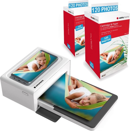 Foto: Agfa photo pack imprimante realipix moments cartouches et papiers 240 photos suppl mentaires impression bluetooth photo 10x15 cm smartphone apple et android 4pass sublimation thermique blanc