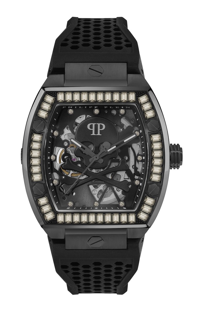 Philipp Plein The $Keleton PWBAA1923 Horloge - Siliconen - Zwart - Ø 44 mm