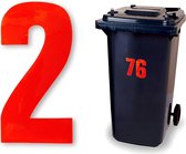 Reflecterend huisnummer kliko sticker - nummer 2 - rood - container sticker - afvalbak nummer - vuilnisbak - brievenbus - CoverArt