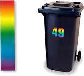 Huisnummer kliko sticker - Nummer 1 - Regenboog - container sticker - afvalbak nummer - vuilnisbak - brievenbus - CoverArt