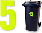 Reflecterend huisnummer kliko sticker - nummer 5 - geel - container sticker - afvalbak nummer - vuilnisbak - brievenbus - CoverArt