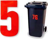 Reflecterend huisnummer kliko sticker - nummer 5 - rood - container sticker - afvalbak nummer - vuilnisbak - brievenbus - CoverArt