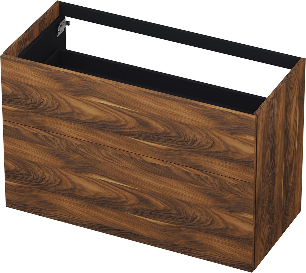 INK® wastafelonderkast 2 laden greeploos push to open hout decor 100x45x65cm, noten