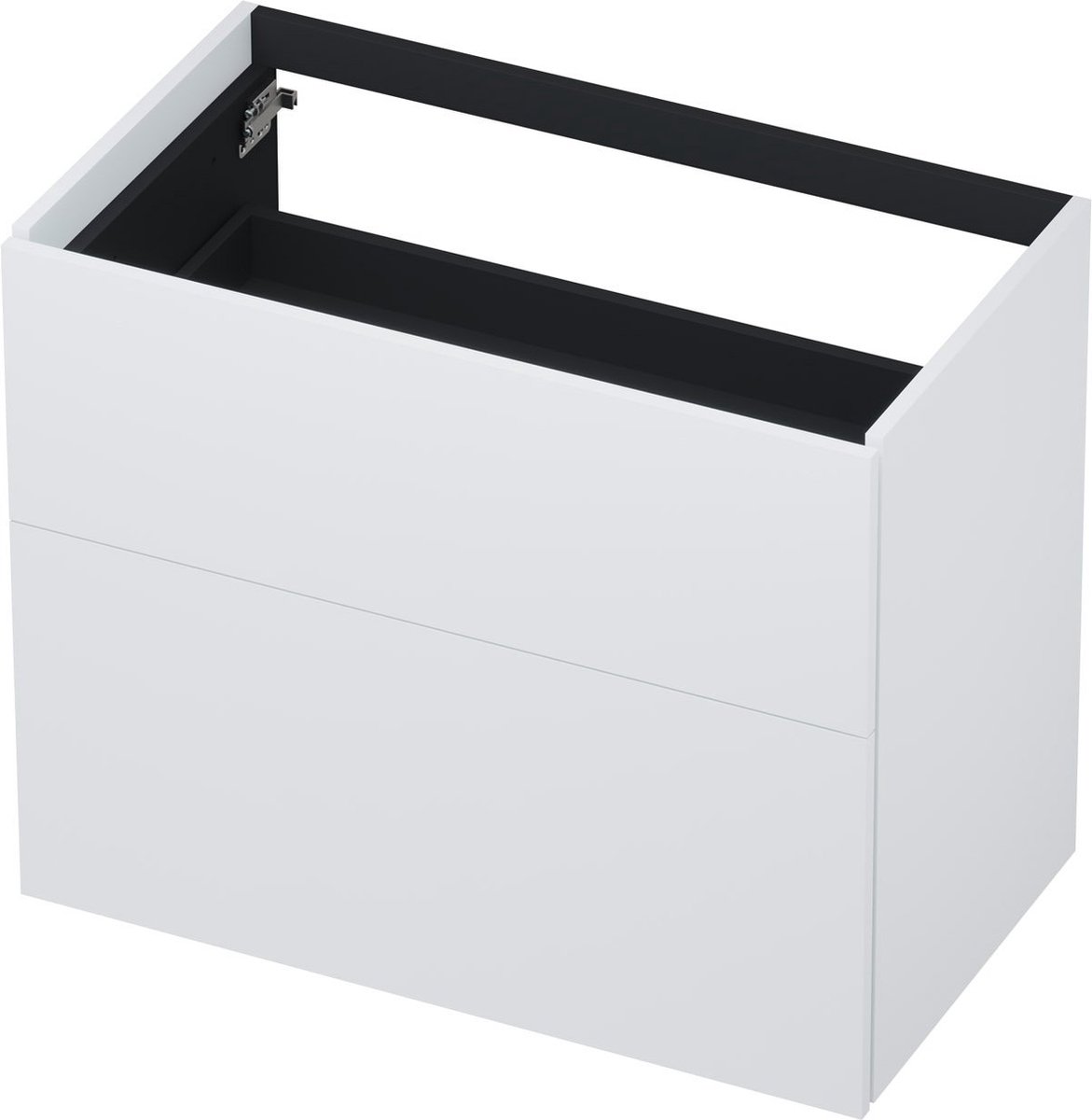 INK® wastafelonderkast 2 laden greeploos push to open gelakt 80x45x65cm, mat wit