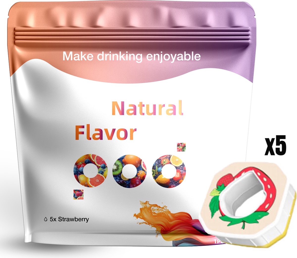 Geurpods 5x – Aardbei smaak – Geurwater Pods navulling – Aroma Pod – Vegan – BPA vrij