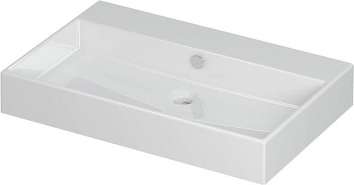INK® Unlimited wastafel porselein zonder kraangat 70x45x11cm, glans wit