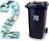 Huisnummer kliko sticker - Nummer 2 - Vogels - container sticker - afvalbak nummer - vuilnisbak - brievenbus - CoverArt