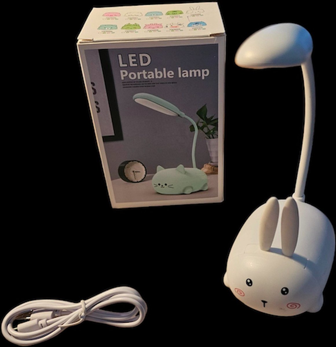 OGS - Kinder bureau lamp - Konijnen lamp wit - Lamp van konijn - Led lamp - Bureau licht - Kinderkamer lamp - Leeslamp - konijnen Leeslamp
