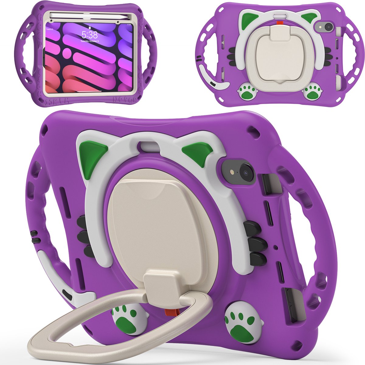 iPad Mini 6 Kinder Hoes 8.3 (2021) - Kids Case - iPad Hoes - Paars