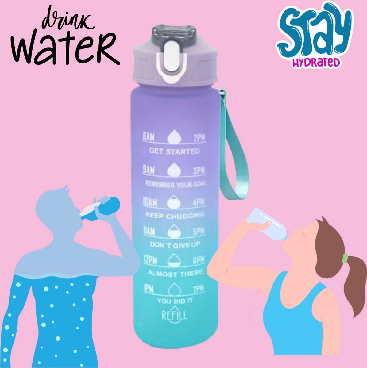 Bouteille D'eau 1 Litre - Bouteille D'eau Motivation - Bouteille D'eau