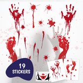 Halloween Raamstickers - Nep Bloed Handen en Voeten - 19 Stickers - Raamdecoratie Stickers - Halloween Decoratie Versiering