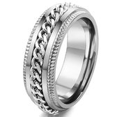 Walletstreet Anxiety Chainring- Fidget Ring- edelstaal- rvs-kleur- zilver met zilveren draaibare schakelmotief-voor mannen en vrouwen-Kerstcadeau-Ideale geschenk