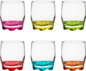 Glasmark drinkglazen/waterglazen Tumblers - glas - gekleurde basis - 12x stuks - 250 ml