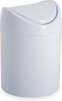 Plasticforte Mini poubelle - blanc - plastique - avec couvercle à rabat - modèle comptoir de cuisine/table - 1,4 litres - 12 x 17 cm