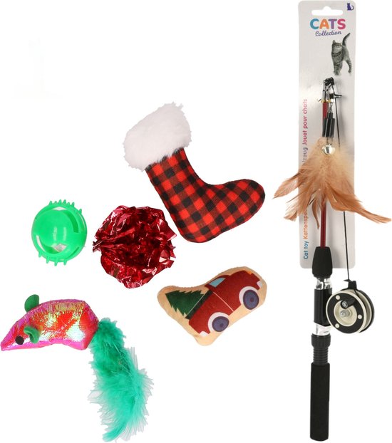 Kerstcadeau Kat: Ontdek Unieke Geschenkideeën en Tips! 4 Katten/poezen speelgoed - set met 6x st speeltjes - kerstcadeau huisdier