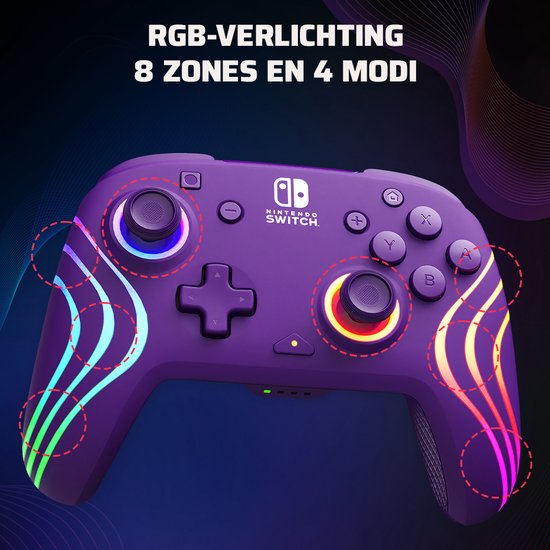 PDP Afterglow WAVE Draadloze Controller Paars Nintendo Switch bol