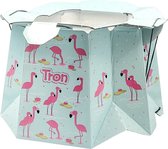 Tron - Wegwerp kinderpotje / Plaspot - Ondersteunt een druk van 30 kg - zonder schadelijke stoffen - blauw ontwerp: flamingo's