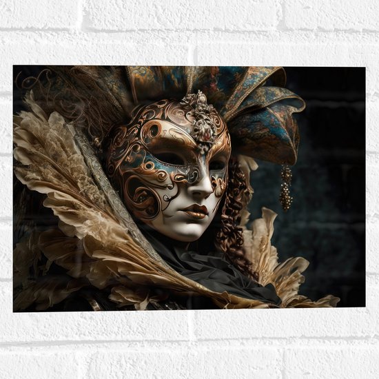 Muursticker - Masker - Carnaval - Kleuren - Gezicht - 40x30 cm Foto op Muursticker