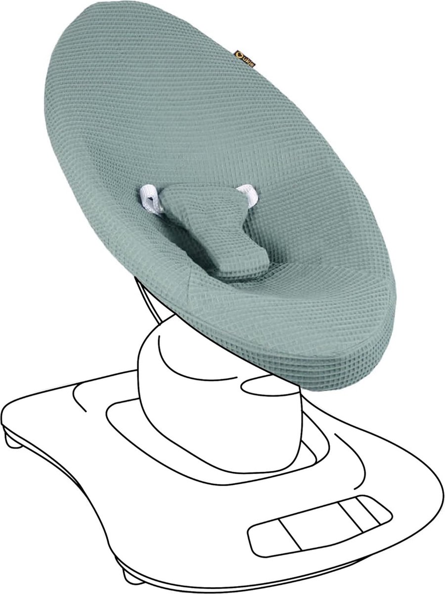 Ukje Wipstoelhoes geschikt voor 4Moms Mamaroo 4 Wipstoel - Hoes met Waterdichte Voering ter Bescherming van je Stoel - Perfecte Pasvorm - Makkelijk Wasbaar - Zacht Katoen - Jade Wafelstof